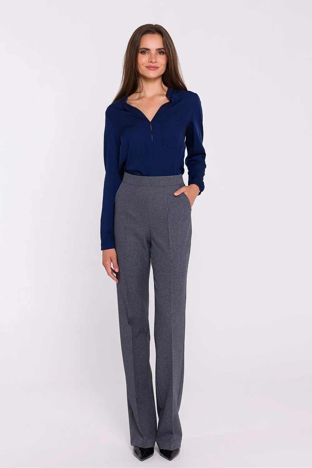 TEEK - Linear Front Satin Touch Blouse