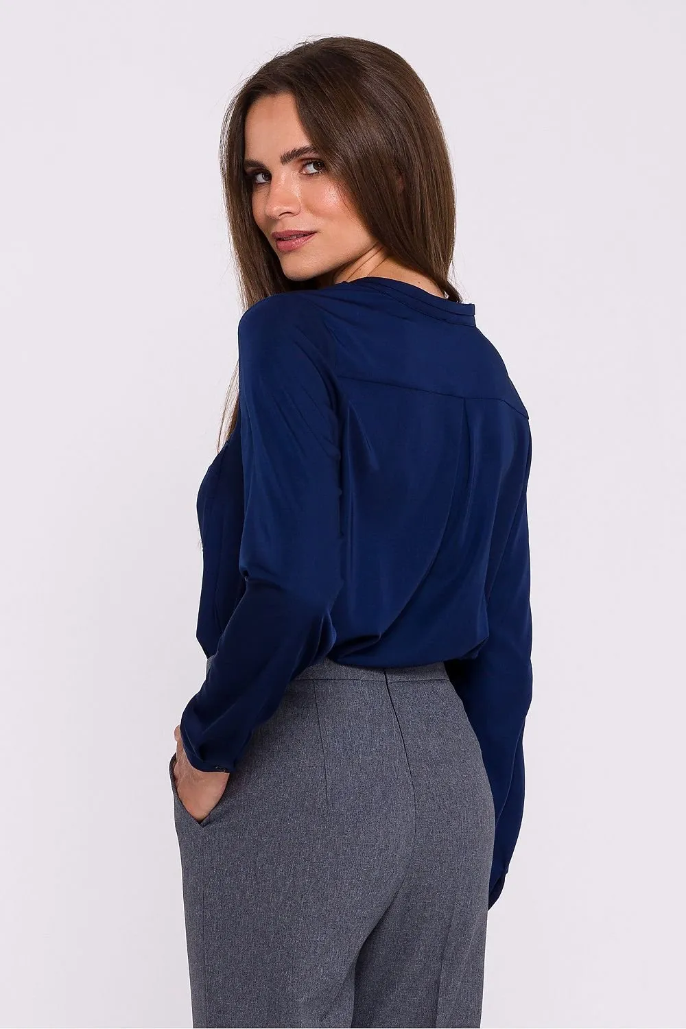 TEEK - Linear Front Satin Touch Blouse