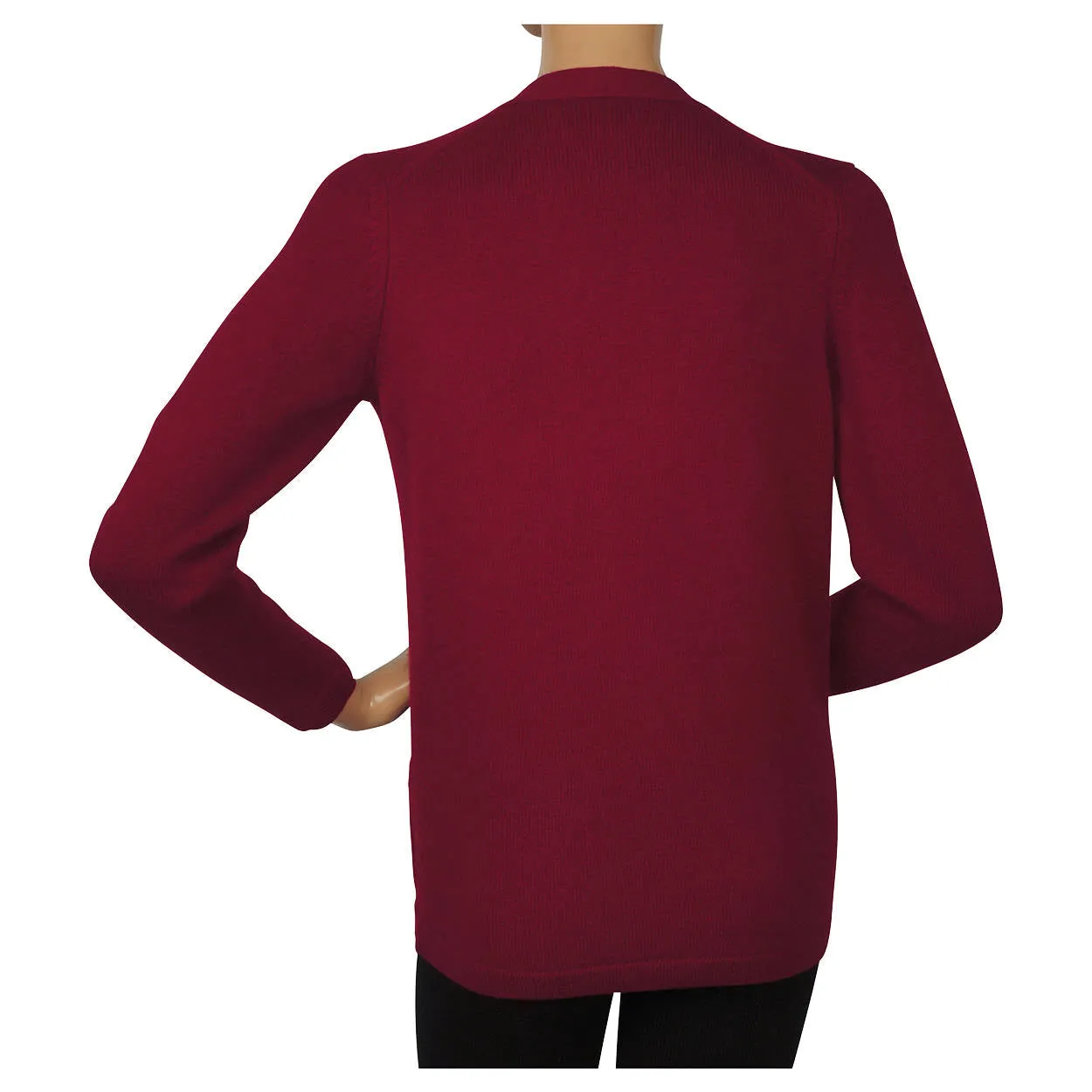 Vintage 1960s Ballantyne Scottish Cashmere Sweater Wine Red Cardigan M