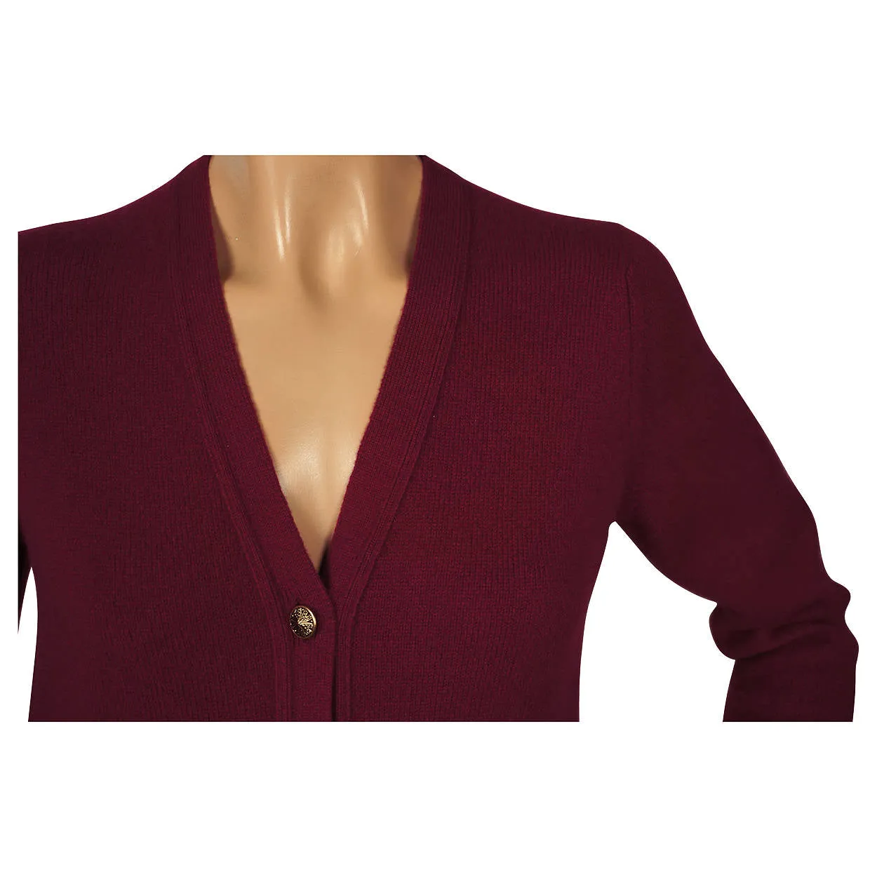 Vintage 1960s Ballantyne Scottish Cashmere Sweater Wine Red Cardigan M