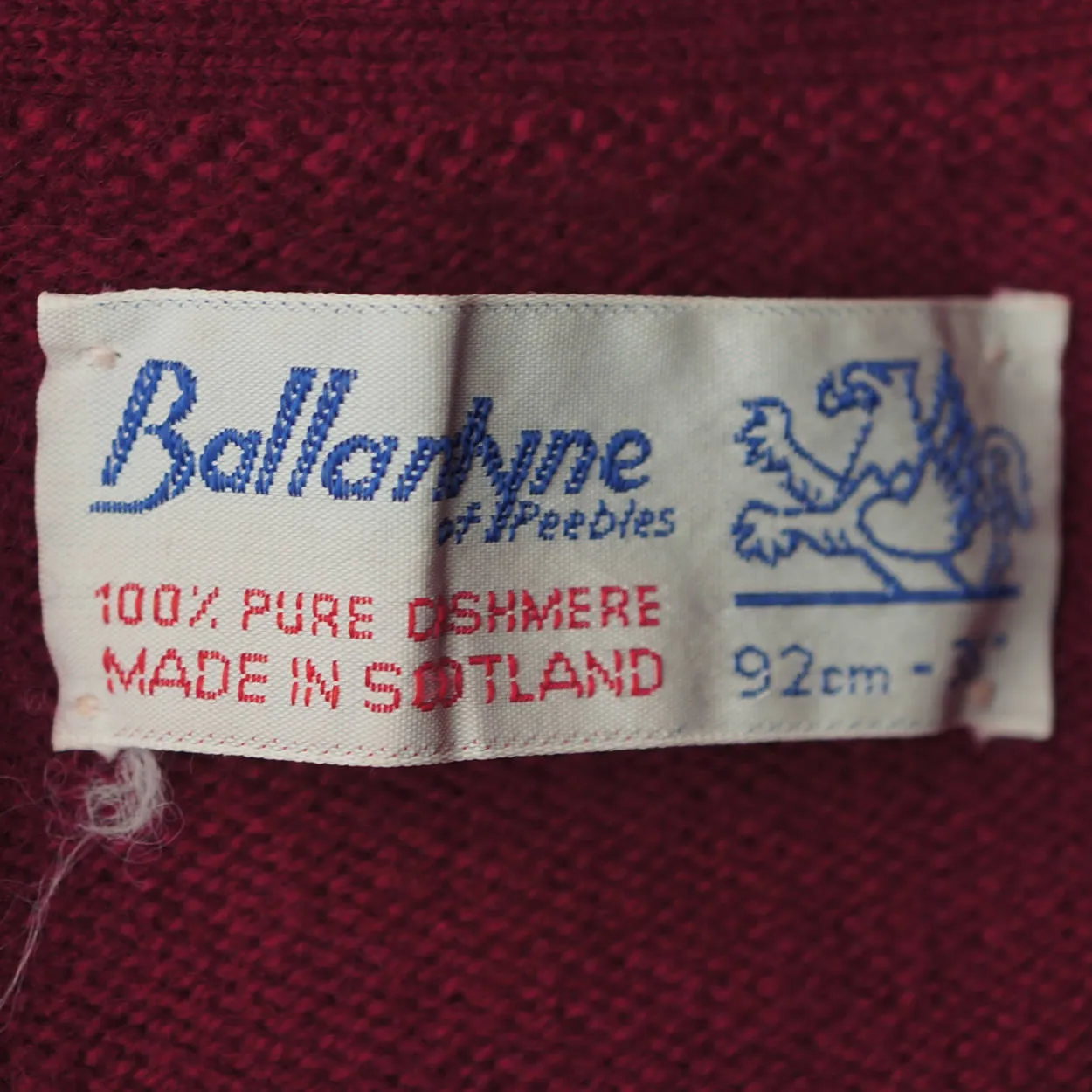 Vintage 1960s Ballantyne Scottish Cashmere Sweater Wine Red Cardigan M