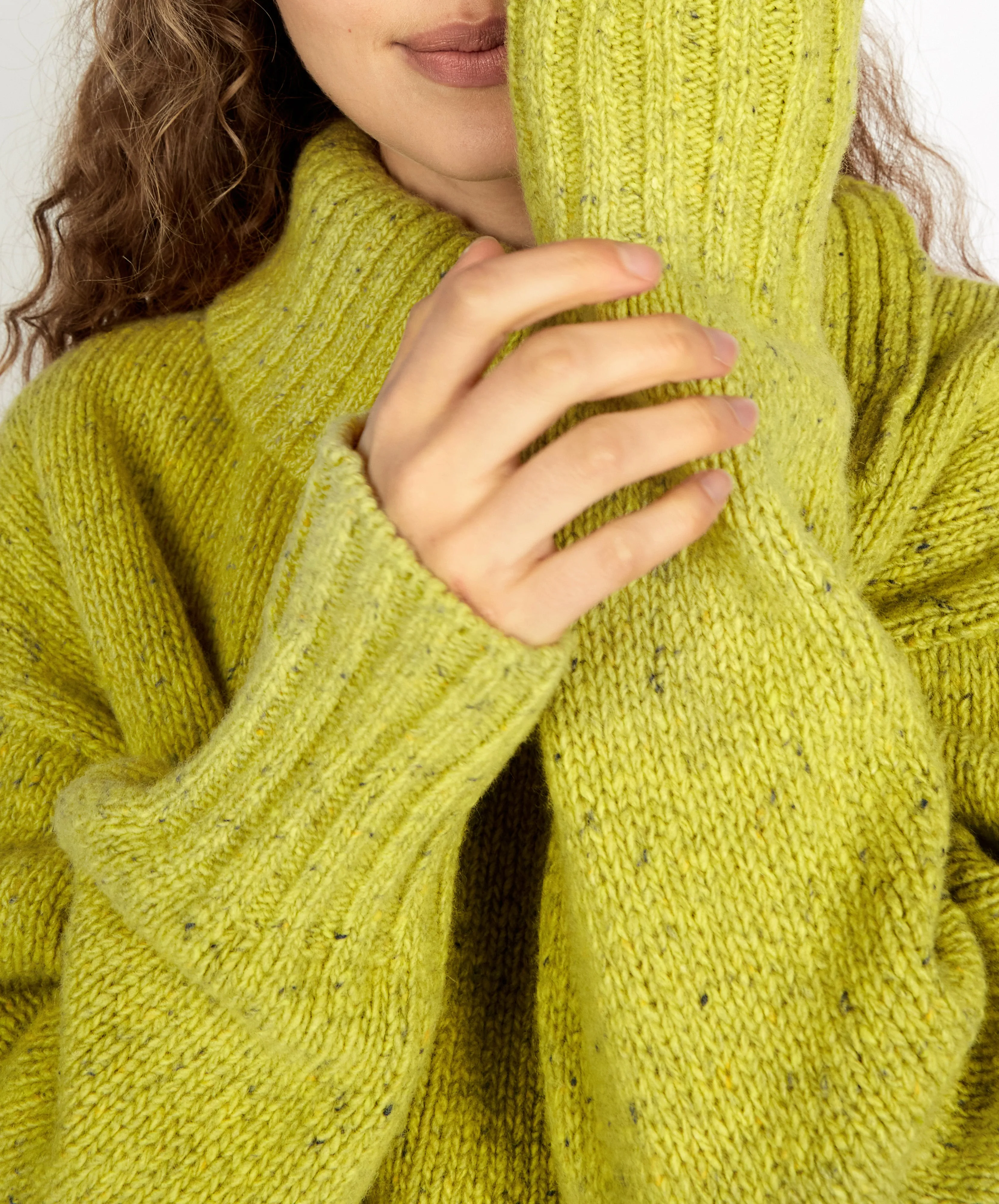 Wilde Slouchy Funnel Neck Sweater Chartreuse