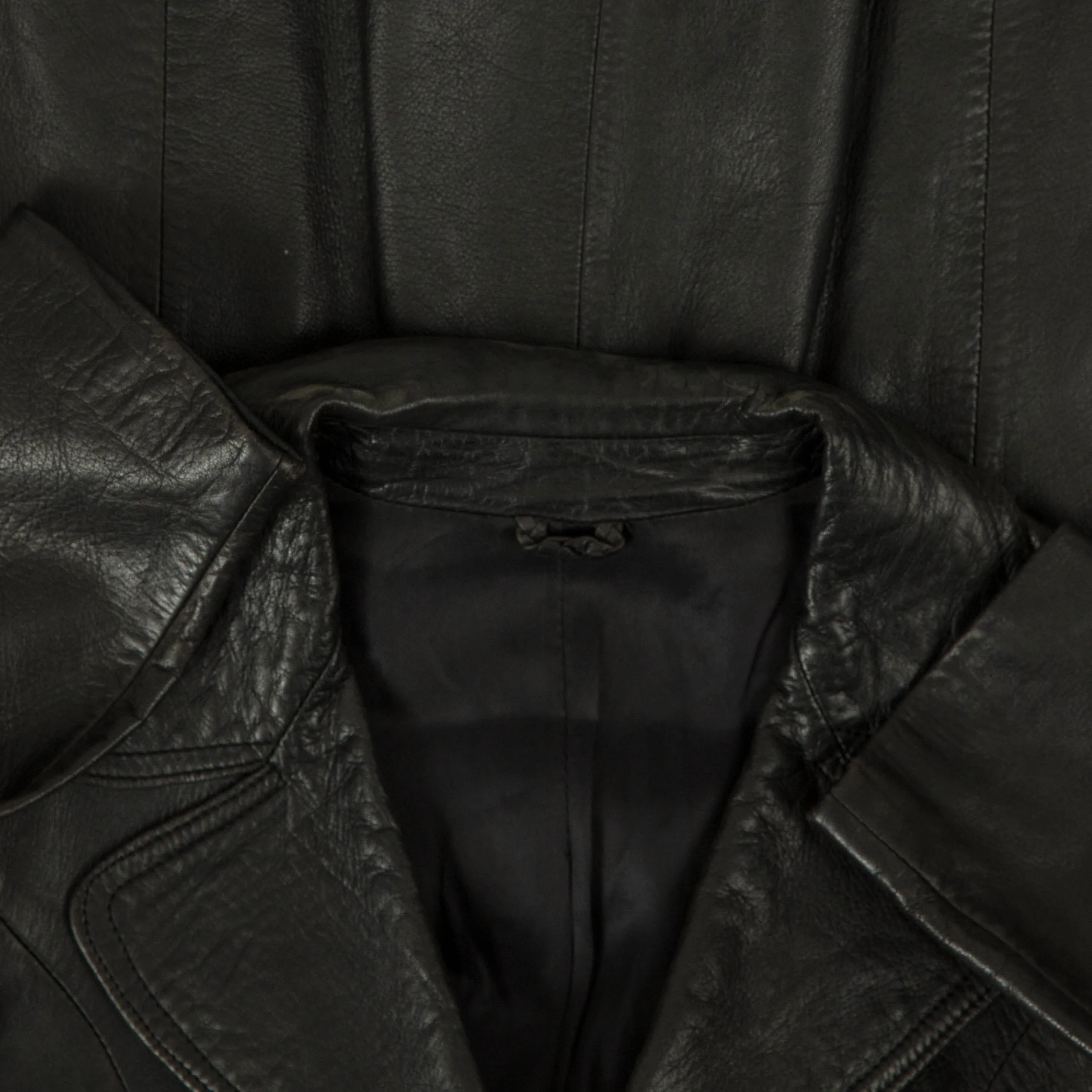WOMEN'S VINTAGE 1980S LEATHER TRENCH COAT JACKET - MEDIUM