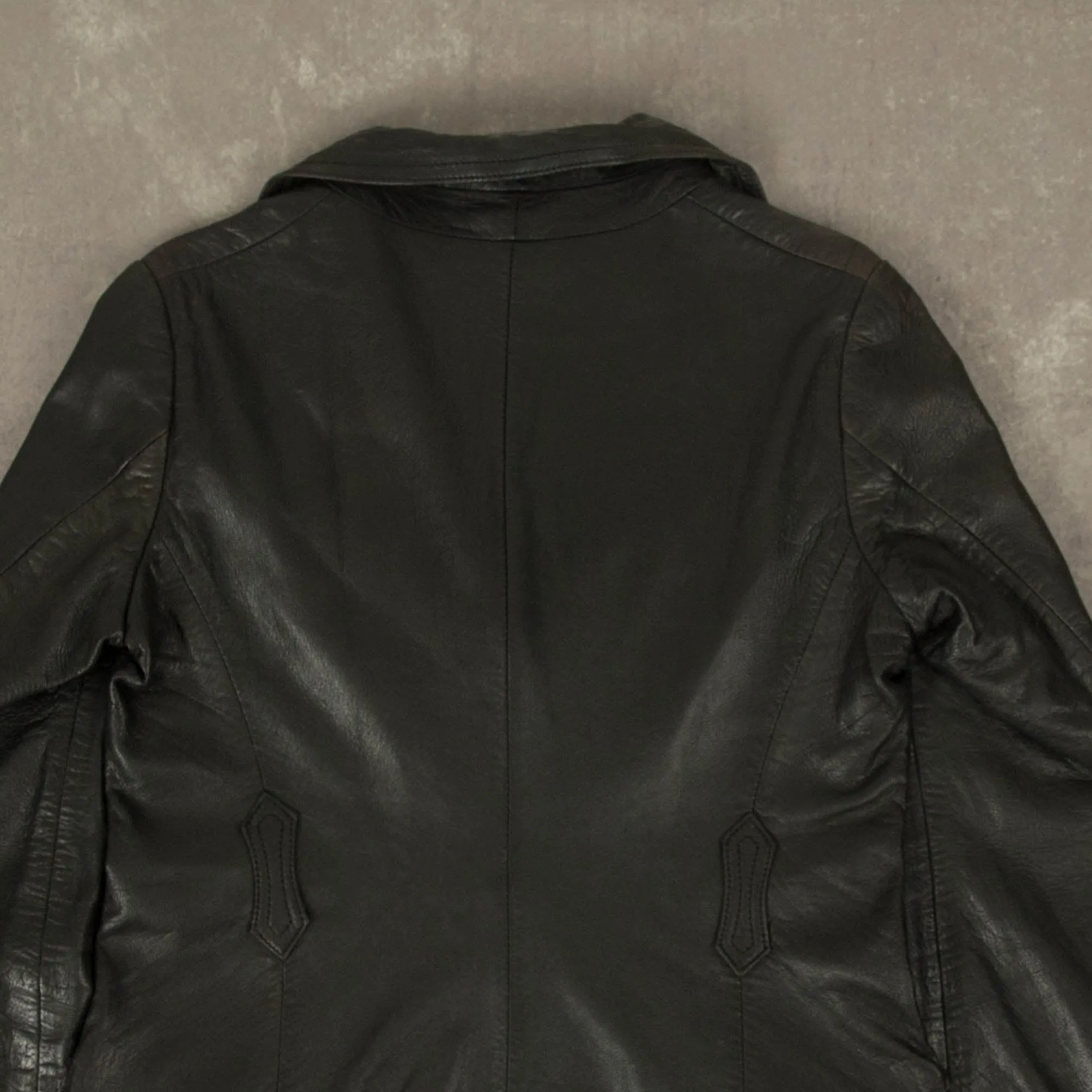 WOMEN'S VINTAGE 1980S LEATHER TRENCH COAT JACKET - MEDIUM